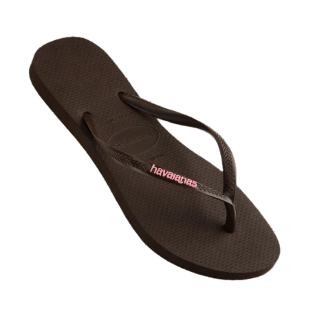 Havaianas Slim Rubber Logo Brown Pink