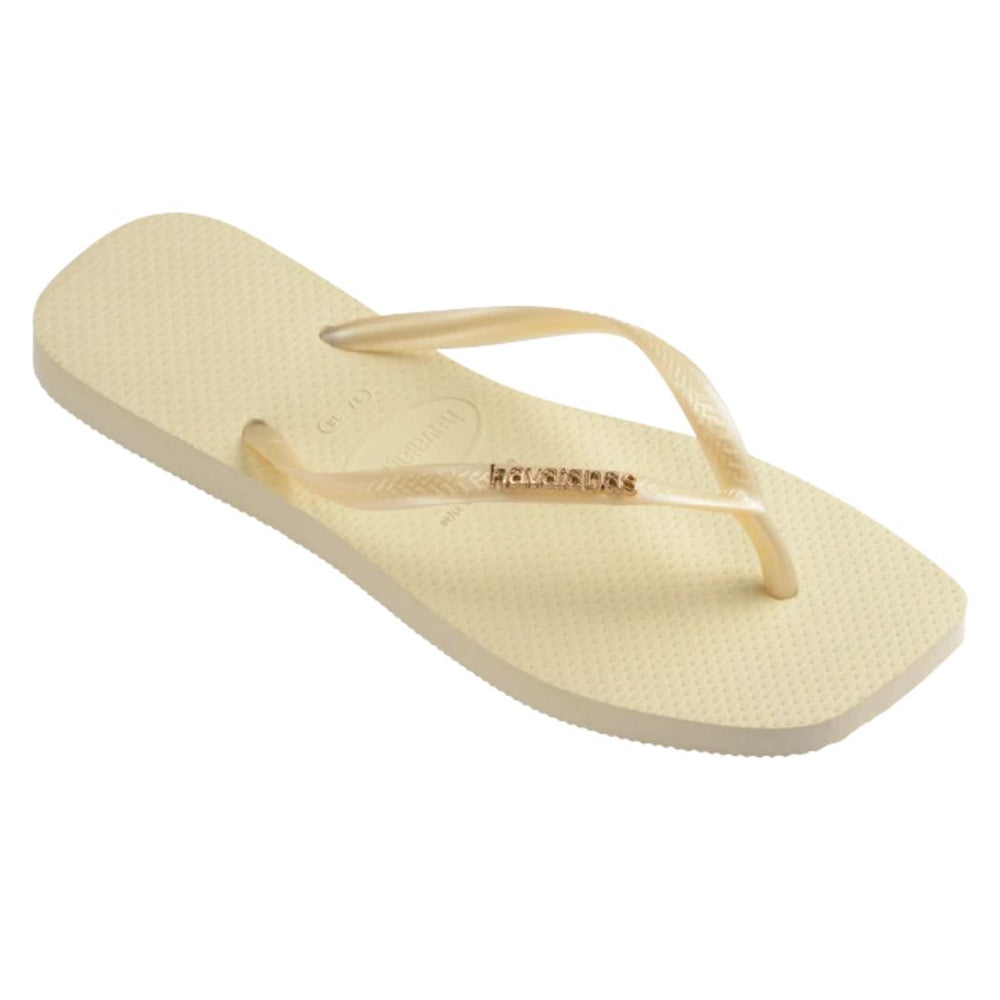 Havaianas Slim Square Metal Logo Metallic Buttercream
