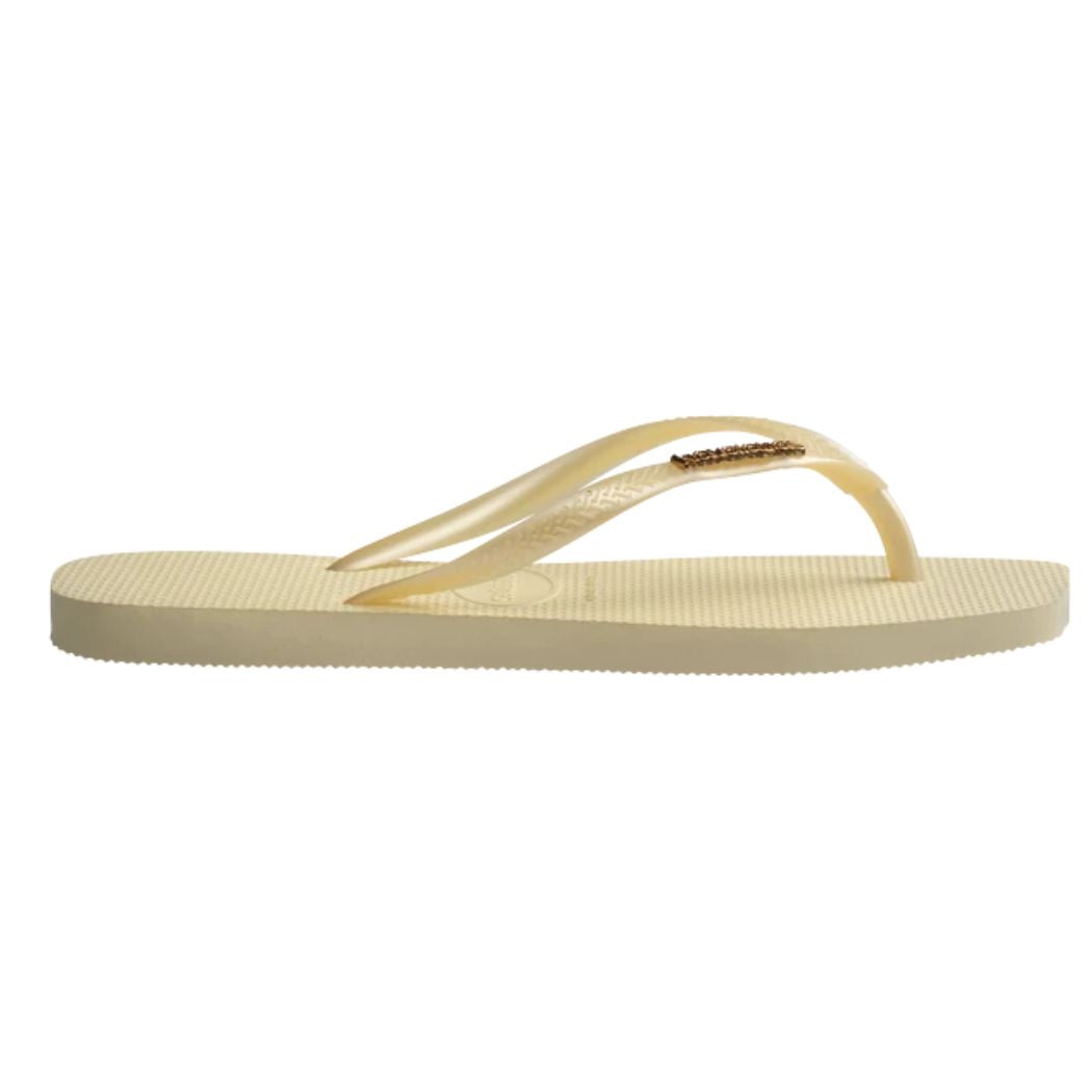 Havaianas Slim Square Metal Logo Metallic Buttercream
