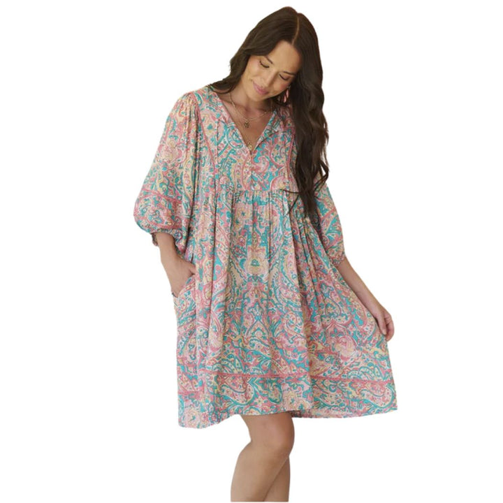 Jaase Adela Mini Dress Ocean Lullaby Print