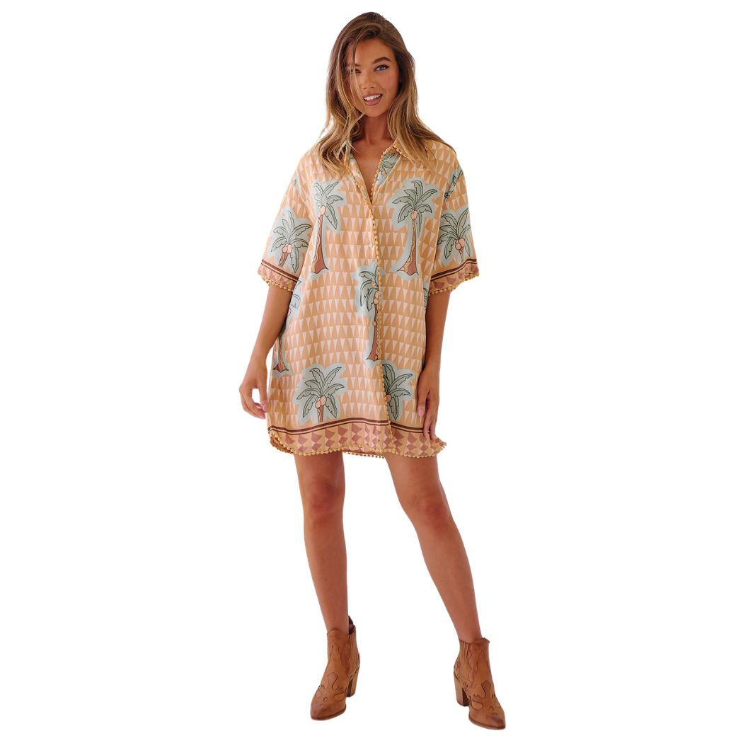 Jaase Dustin Shirt Dress Sahara Sunset Print