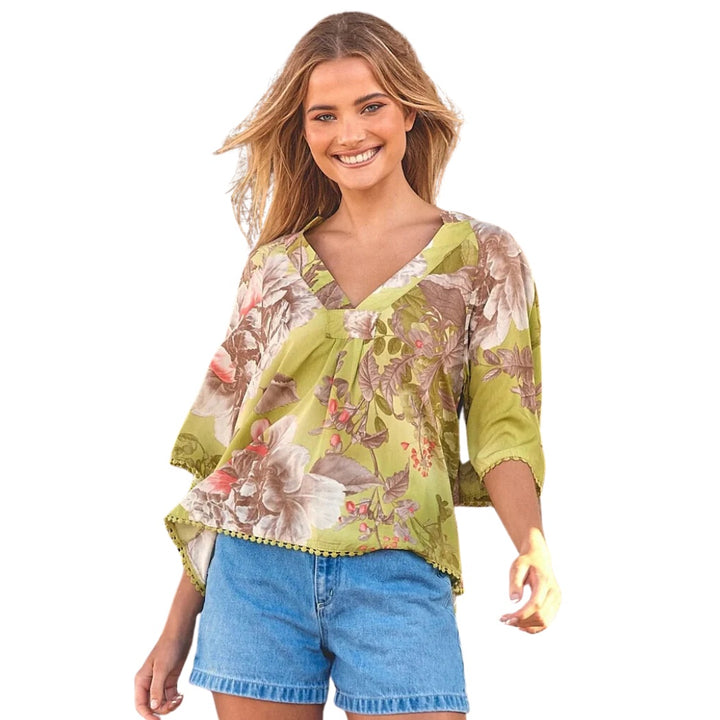 Jaase Gabriella Top Mistletoe Print