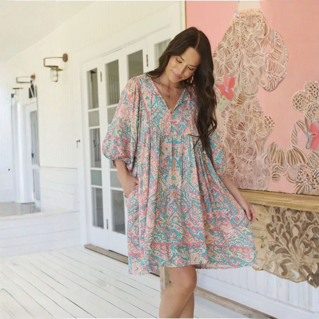 Jaase Adela Mini Dress Ocean Lullaby Print