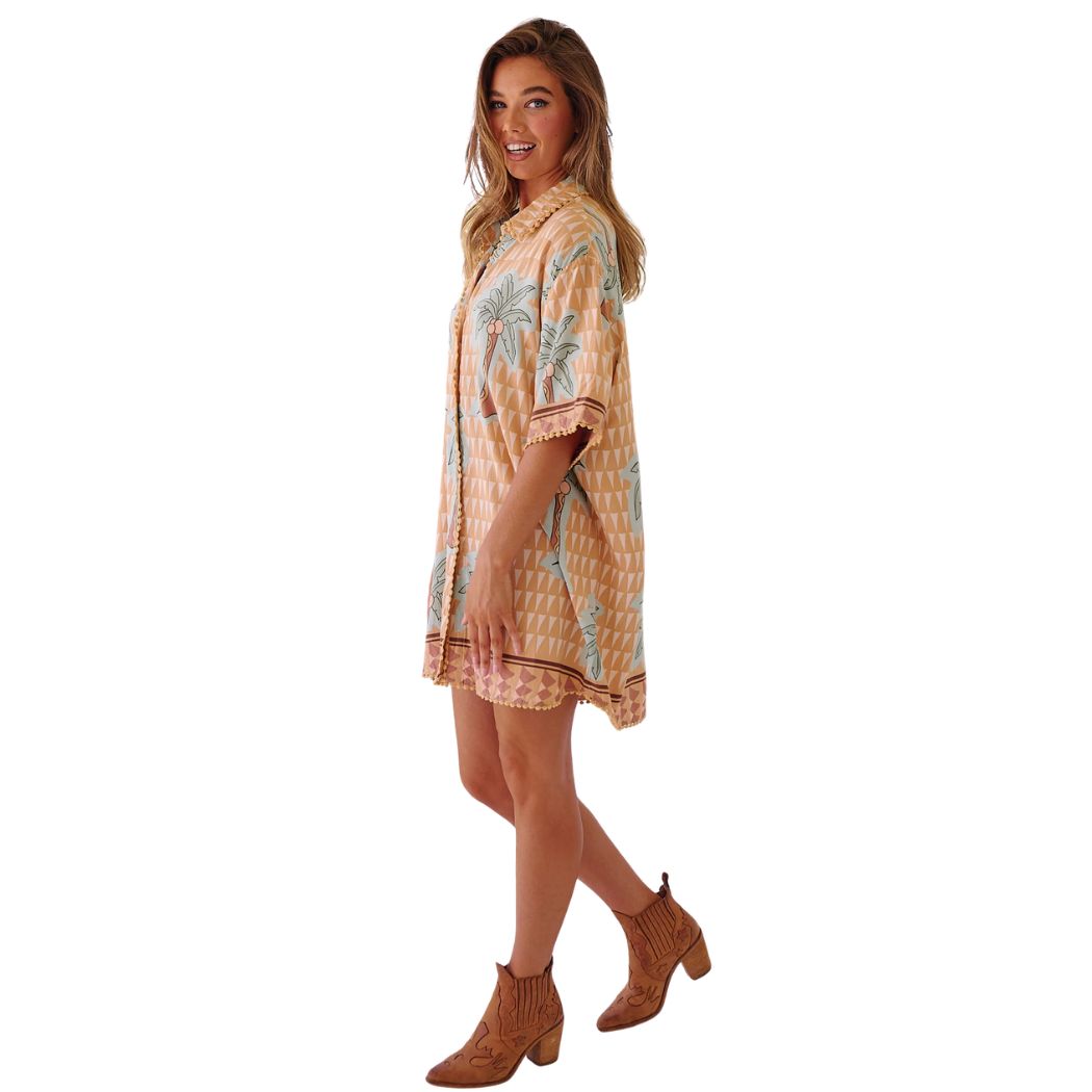 Jaase Dustin Shirt Dress Sahara Sunset Print