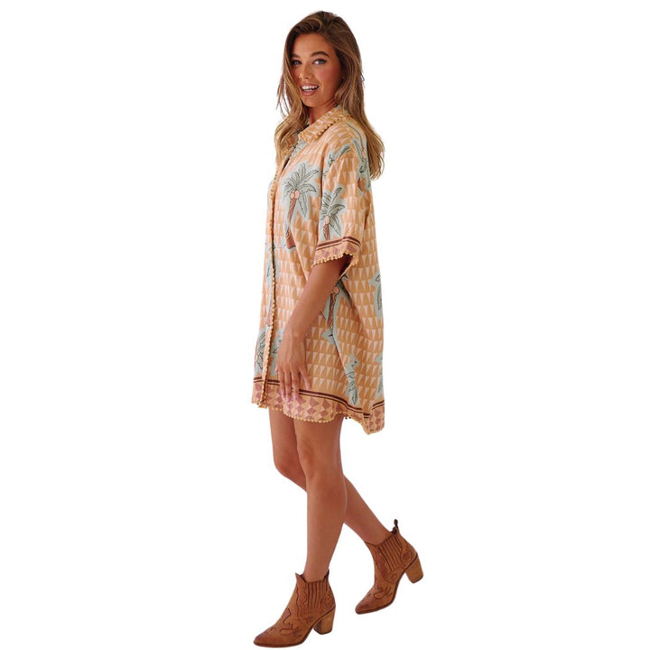 Jaase Dustin Shirt Dress Sahara Sunset Print