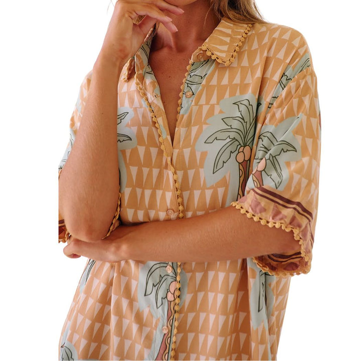 Jaase Dustin Shirt Dress Sahara Sunset Print