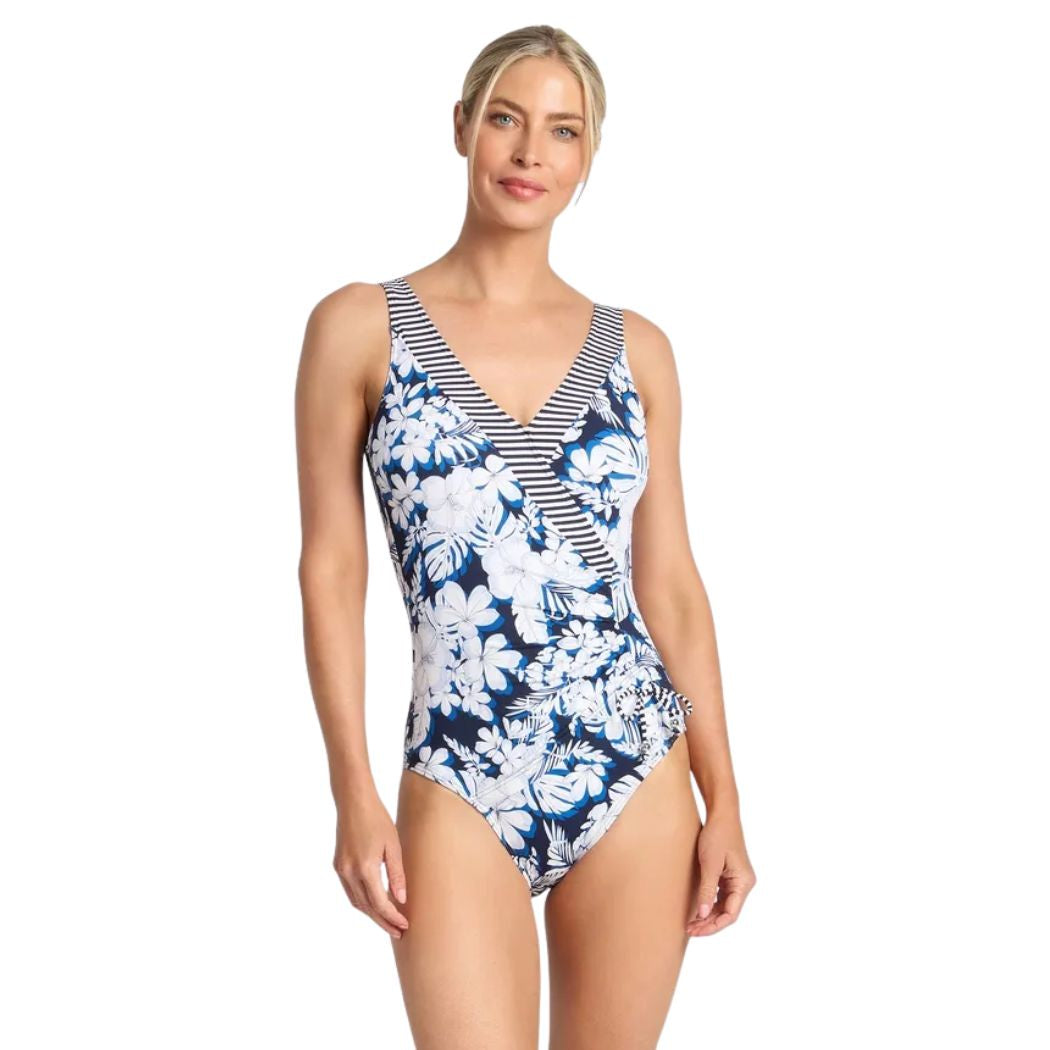Jantzen Anchor Gathered Surplice One Piece Navy