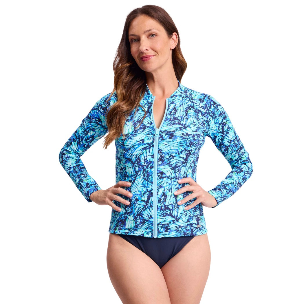 Jantzen Goddess Long Sleeve Zip Rashie Blue