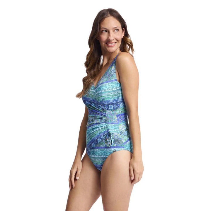 Jantzen Anika Gathered Surplice One Piece Blue