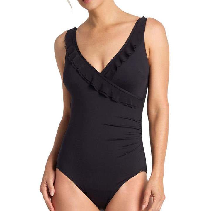 Jantzen Cosmopolitan Mesh Frill One Piece Black