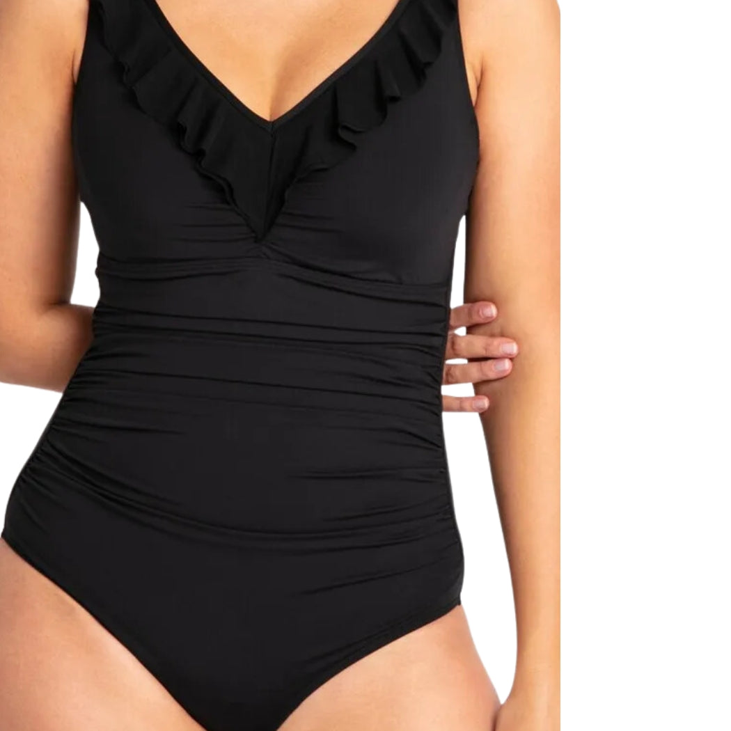 Jantzen Cosmopolitan Ruched Mesh Frill DD-E One Piece