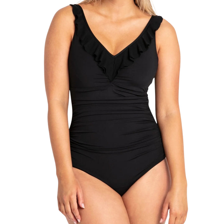 Jantzen Cosmopolitan Ruched Mesh Frill DD-E One Piece
