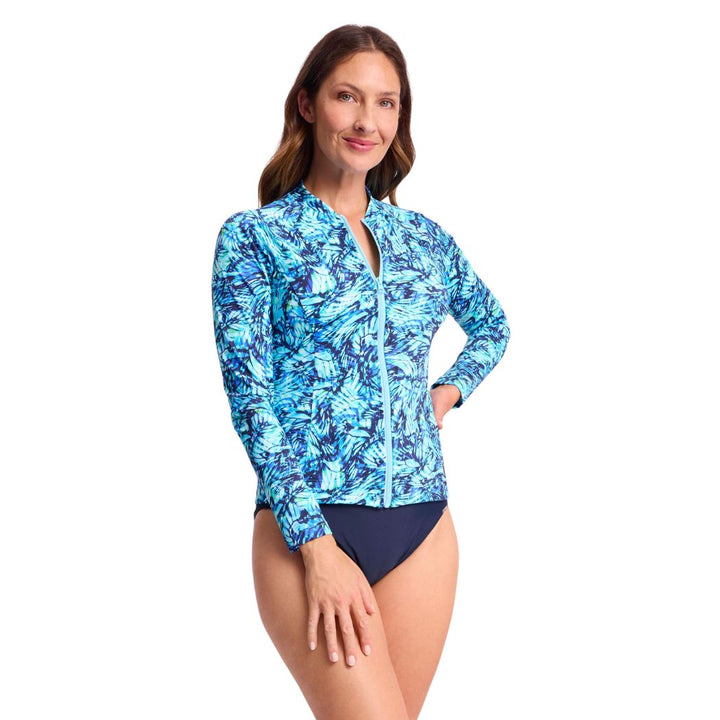 Jantzen Goddess Long Sleeve Zip Rashie Blue