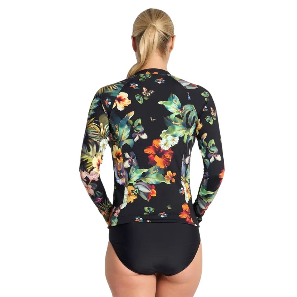 Jantzen Hibiscus Long Sleeve Mast Rashie Black