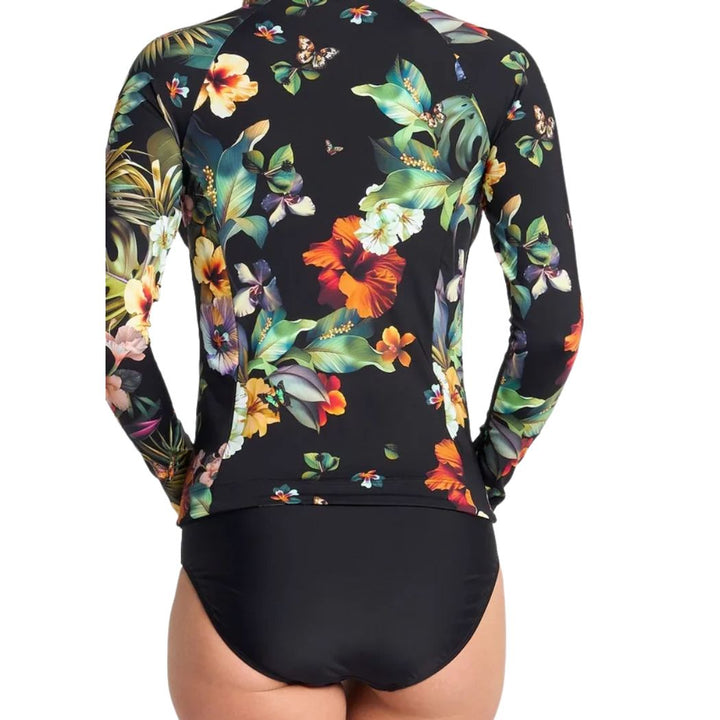 Jantzen Hibiscus Long Sleeve Mast Rashie Black