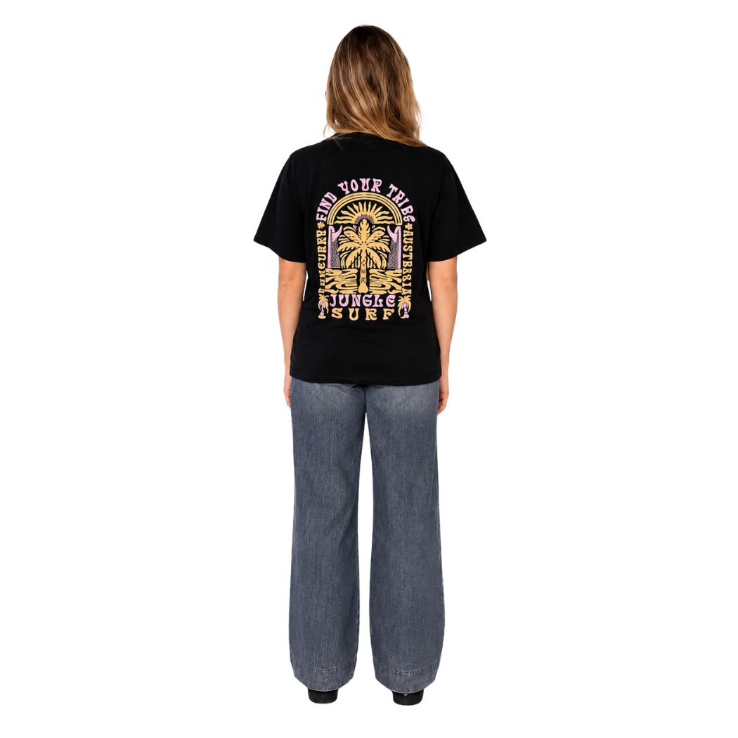 Jungle Surf Find Your Tribe Heavy Tee Washed Black