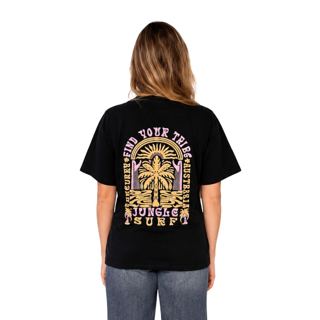 Jungle Surf Find Your Tribe Heavy Tee Washed Black