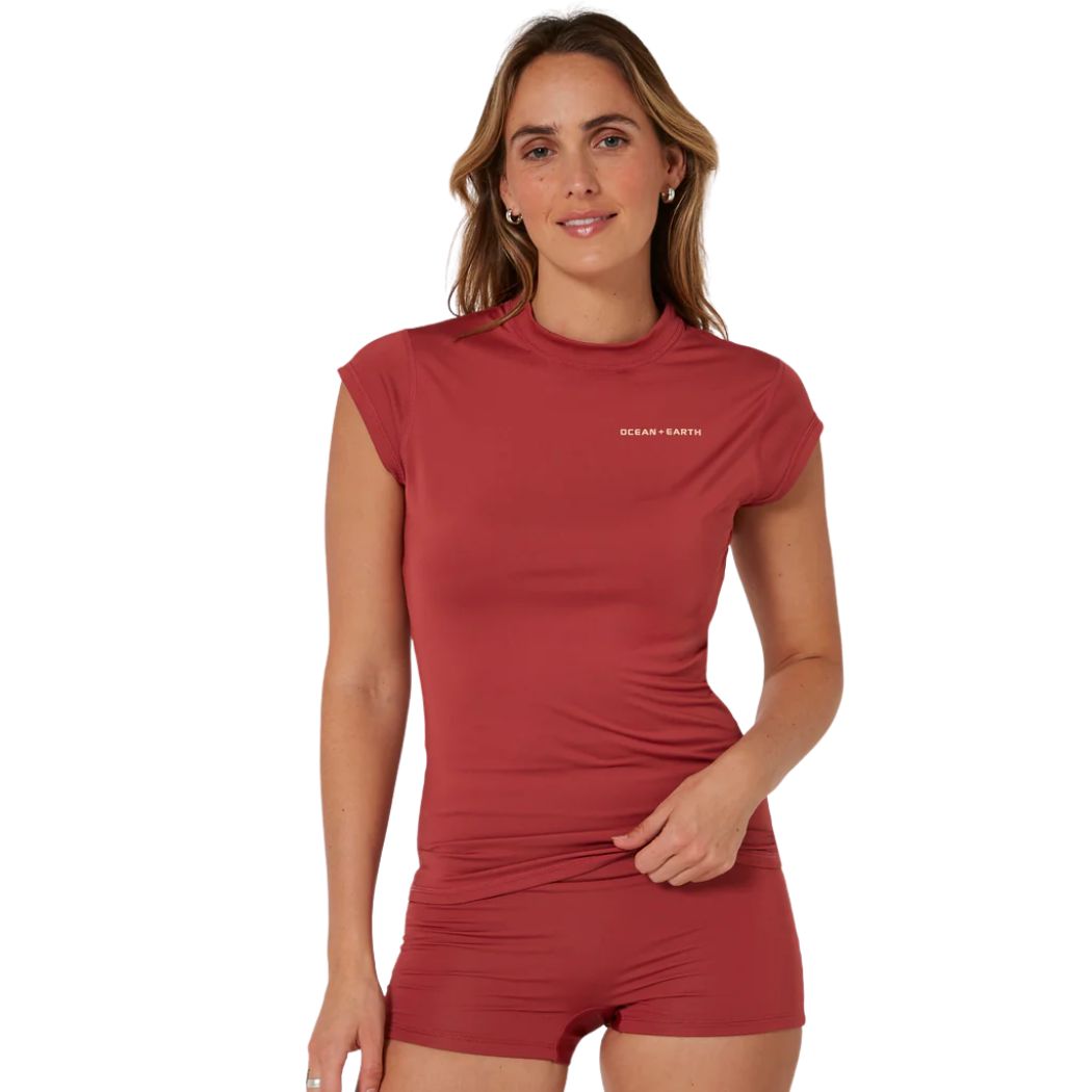 Ocean and Earth Ladies Eclipse Cap Sleeve Rash Vest