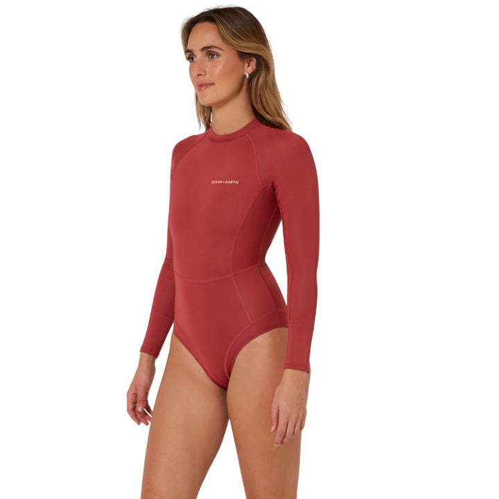 Ocean and Earth Ladies Oceana Long Sleeve Back Zip Lycra Suit