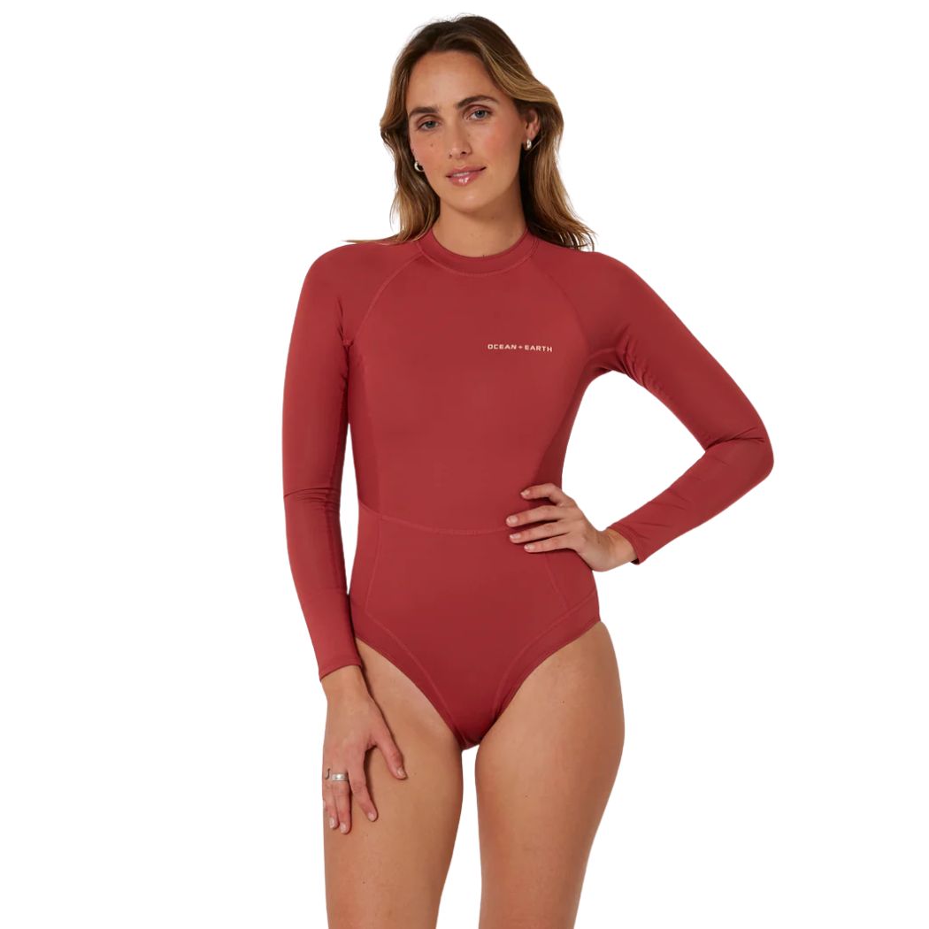 Ocean and Earth Ladies Oceana Long Sleeve Back Zip Lycra Suit