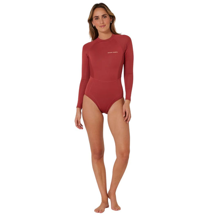 Ocean and Earth Ladies Oceana Long Sleeve Back Zip Lycra Suit