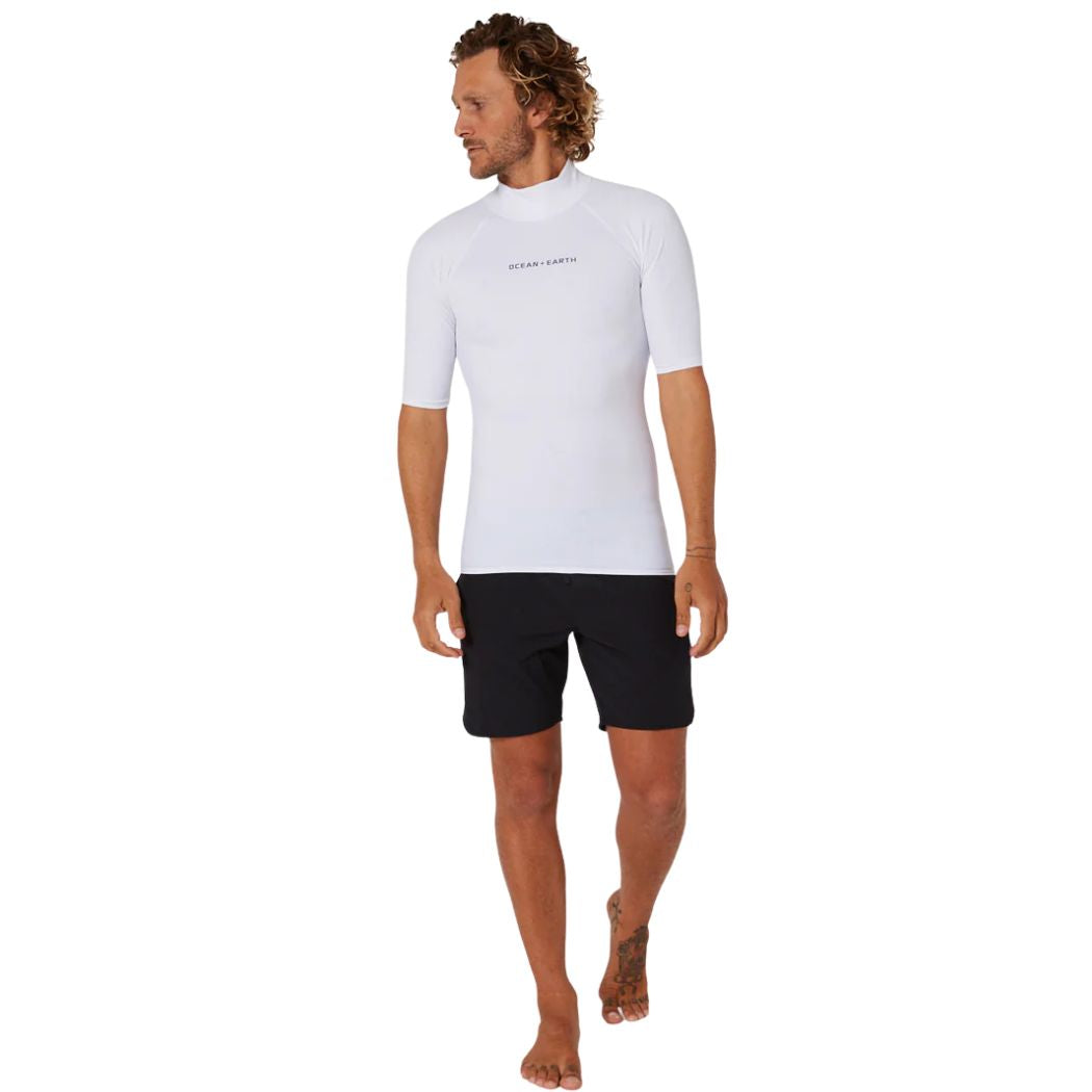 Ocean and Earth Mens Script Short Sleeve Rash Shirt