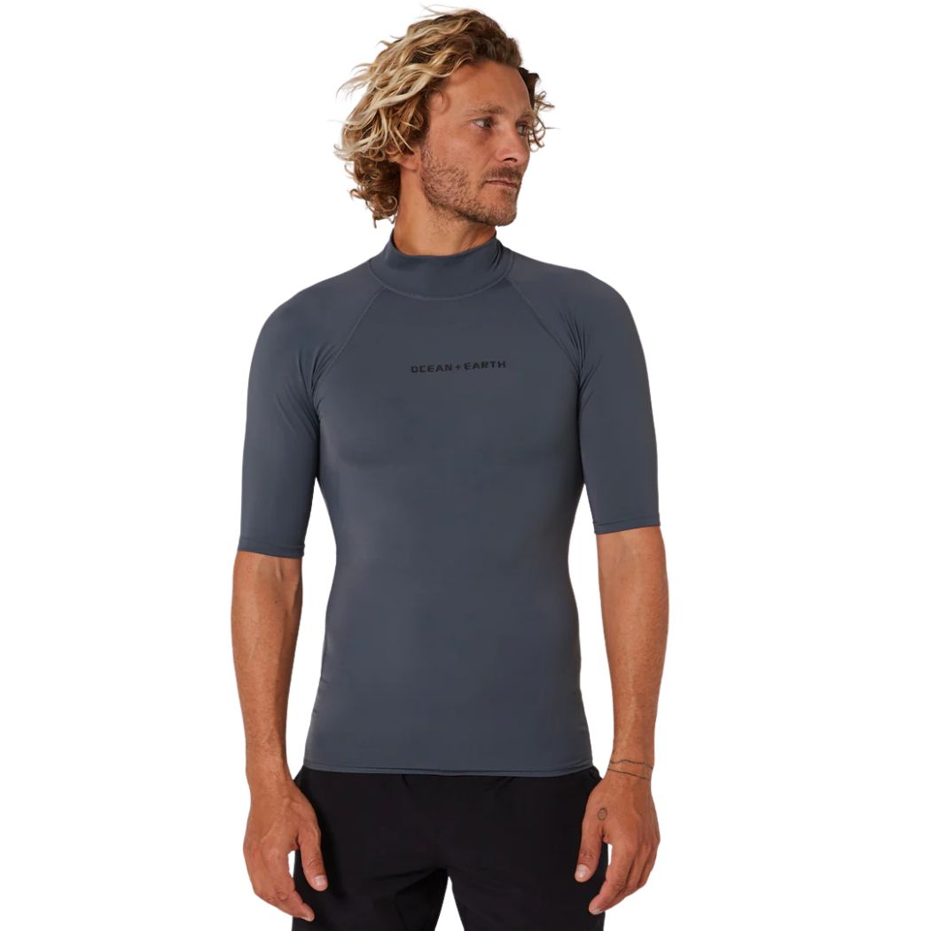 Ocean and Earth Mens Script Short Sleeve Rash Shirt