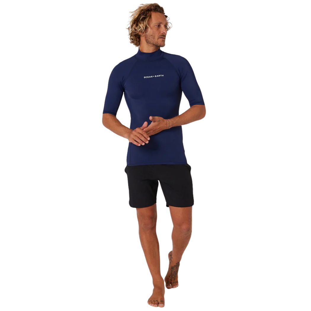 Ocean and Earth Mens Script Short Sleeve Rash Shirt