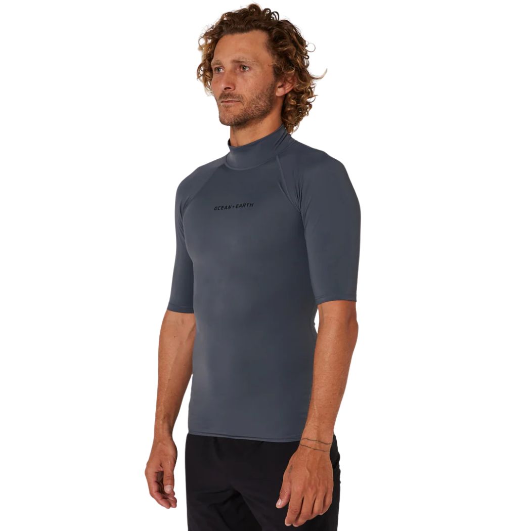 Ocean and Earth Mens Script Short Sleeve Rash Shirt