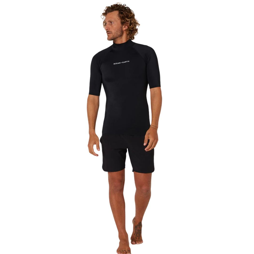 Ocean and Earth Mens Script Short Sleeve Rash Shirt