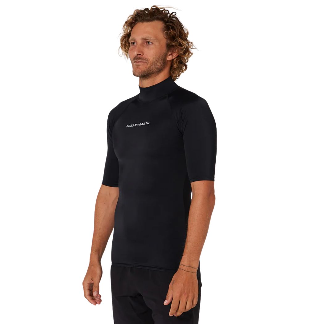 Ocean and Earth Mens Script Short Sleeve Rash Shirt