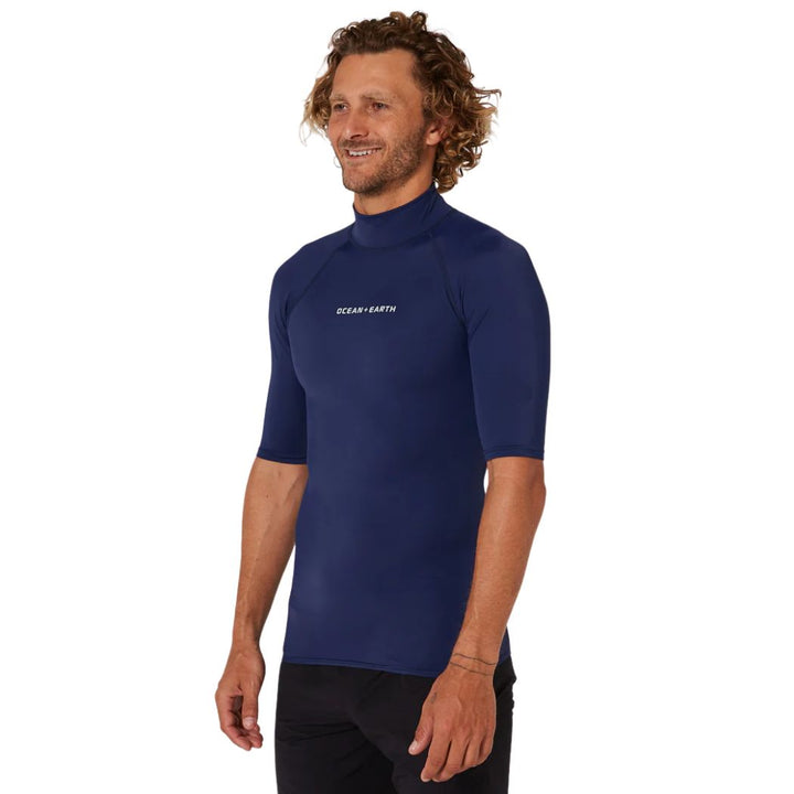 Ocean and Earth Mens Script Short Sleeve Rash Shirt