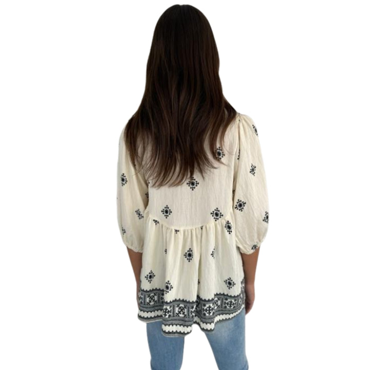 Miracle Tide Whisper Blouse White Black