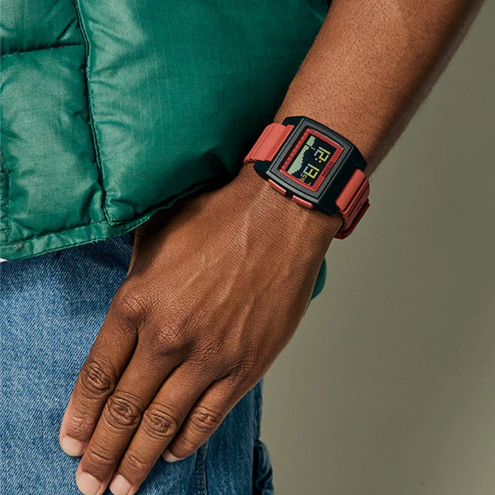 Nixon Base Tide Pro Watch Black Hot Sauce