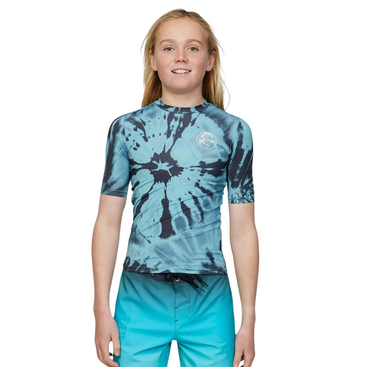 O'Neill Boys Dopedye Short Sleeve Rash Shirt Deep Teal 