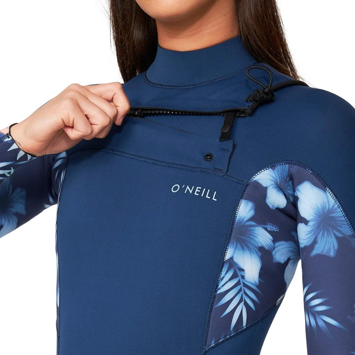 O'Neill Womens Bahia 3-2mm Steamer Chest Zip Wetsuit Bali Blue