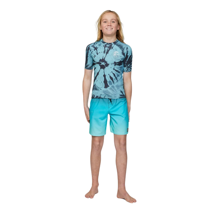 O'Neill Boys Dopedye Short Sleeve Rash Shirt Deep Teal 