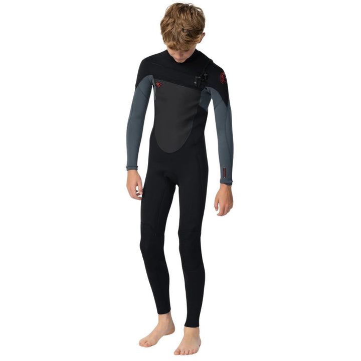 O'Neill Youth Defender 3-2mm Chest Zip Steamer Black Graphite