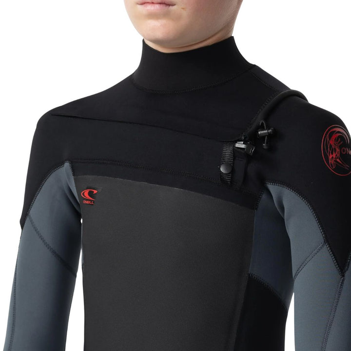 O'Neill Youth Defender 3-2mm Chest Zip Steamer Black Graphite