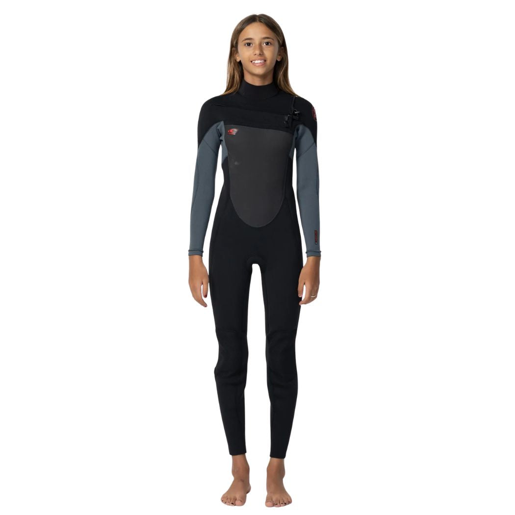 O'Neill Youth Defender 3-2mm Chest Zip Steamer Black Graphite