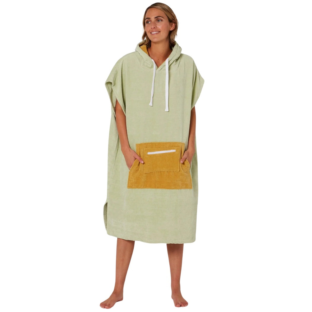 Ocean And Earth Ladies Day Dream Hooded Poncho Cucumber