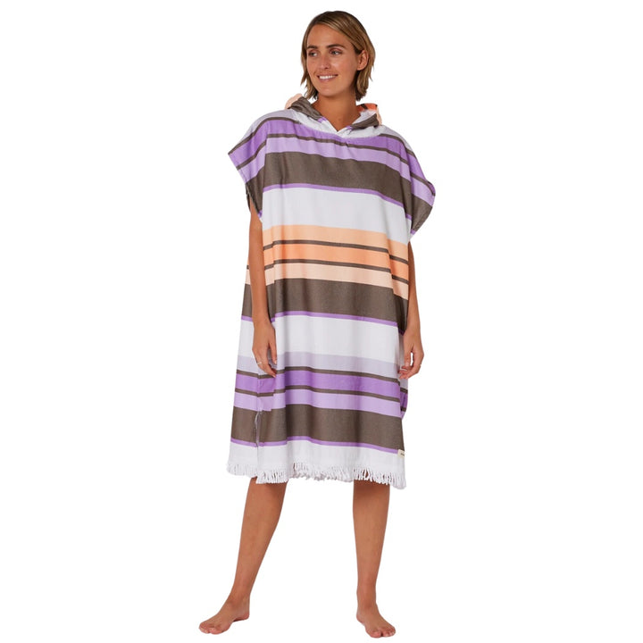 Ocean And Earth Ladies Sunkissed Hooded Poncho Apricot Violet