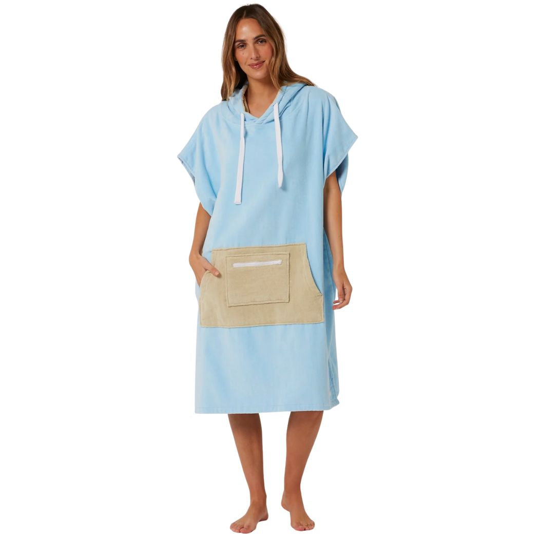 Ocean and Earth Ladies Day Dream Hooded Poncho Pale Blue