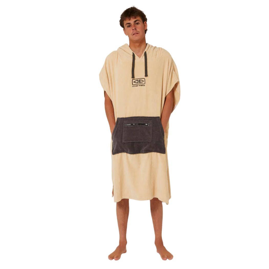 Ocean and Earth Mens Day Break Poncho Beige