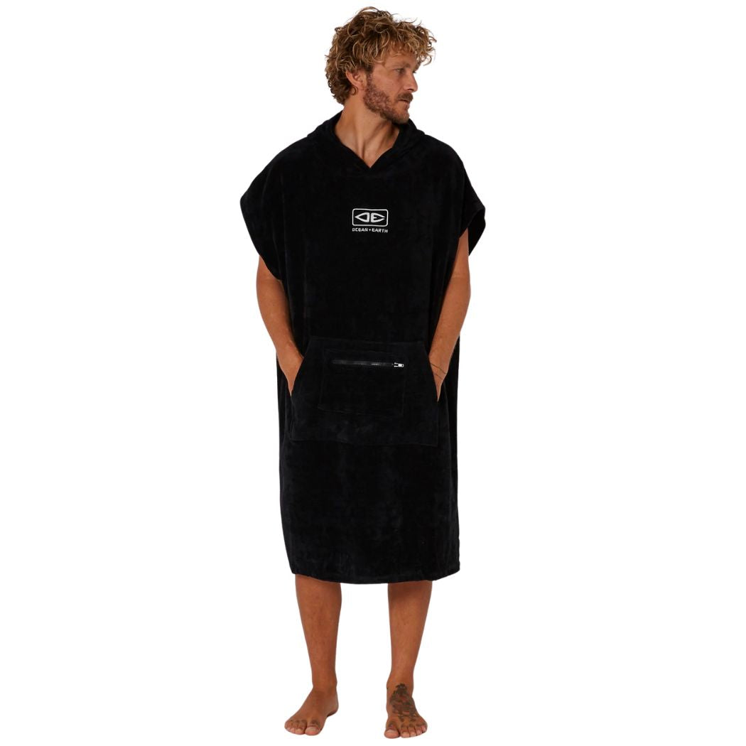 Ocean and Earth Corp Hooded Poncho Black