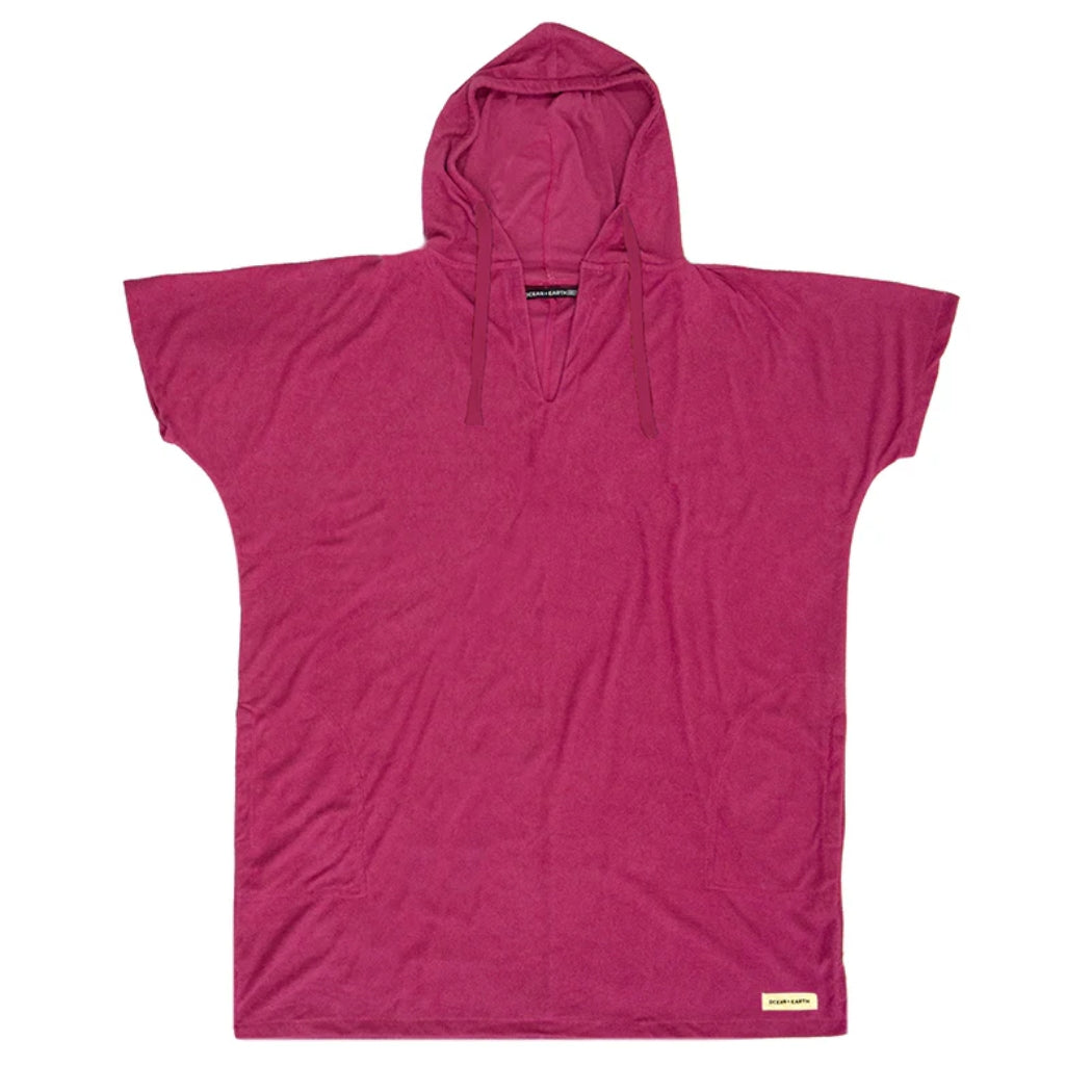 Ocean and Earth Ladies V Neck Terry Hooded Poncho Mauve 23