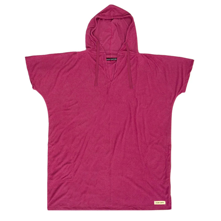 Ocean and Earth Ladies V Neck Terry Hooded Poncho Mauve 23
