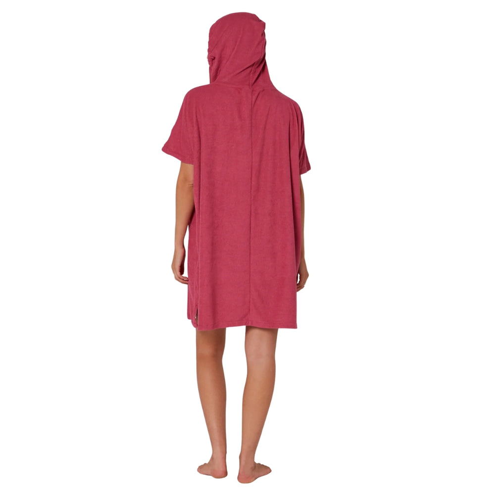 Ocean and Earth Ladies V Neck Terry Hooded Poncho Mauve 23