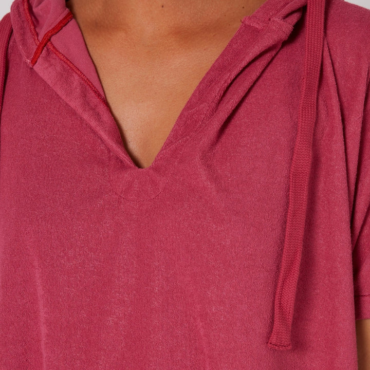 Ocean and Earth Ladies V Neck Terry Hooded Poncho Mauve 23