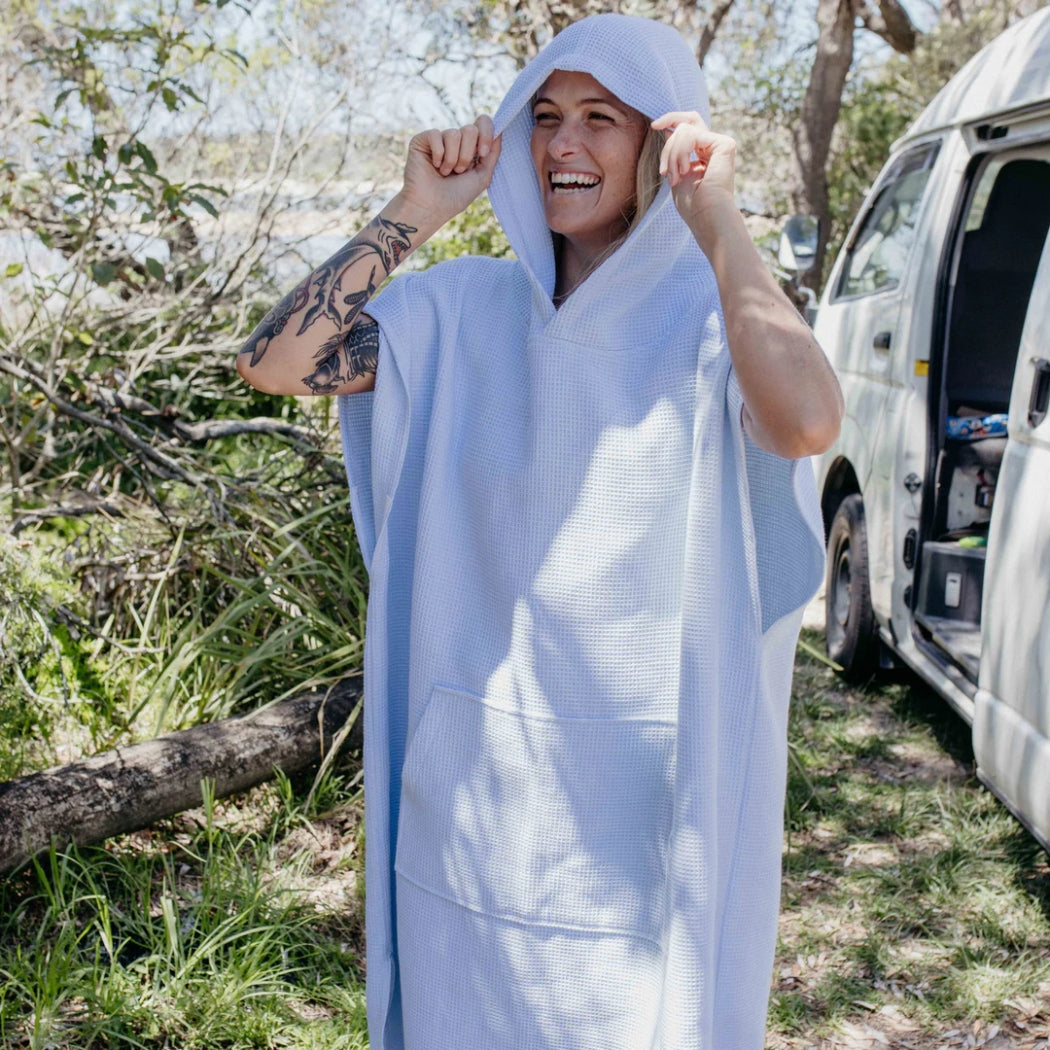 Ocean and Earth Ladies Waffle Poncho